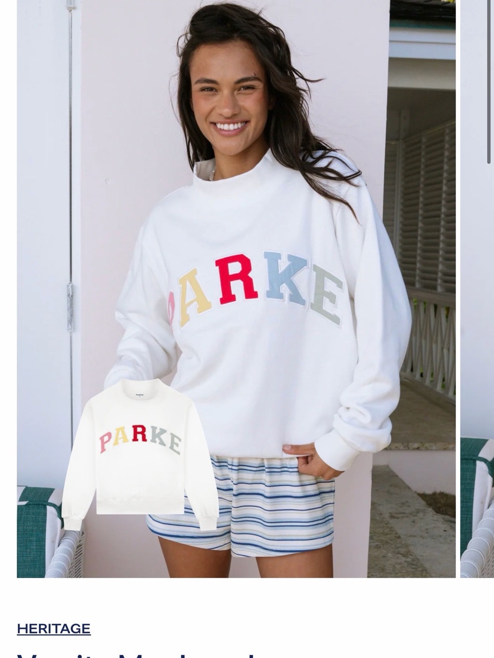 Parke SOLD OUT Summerland Heritage Paradise Varsity Mockneck Sweatshirt - L/XL